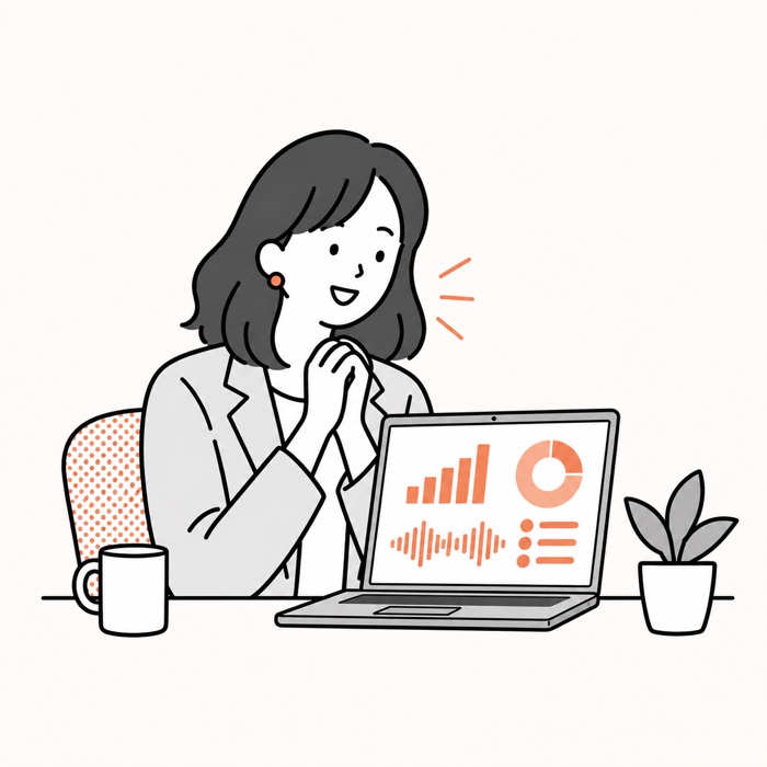 分析結果レポートを受け取る線画イラスト